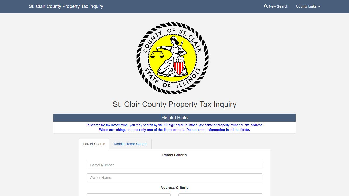 St. Clair County Property Tax Inquiry